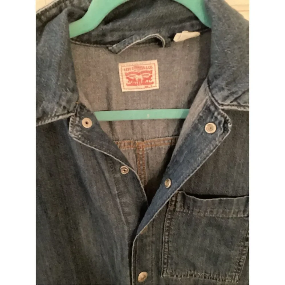 Levi’s Strauss Denim Jumpsuit Sz L Button Down Stretch - Picture 4 of 11